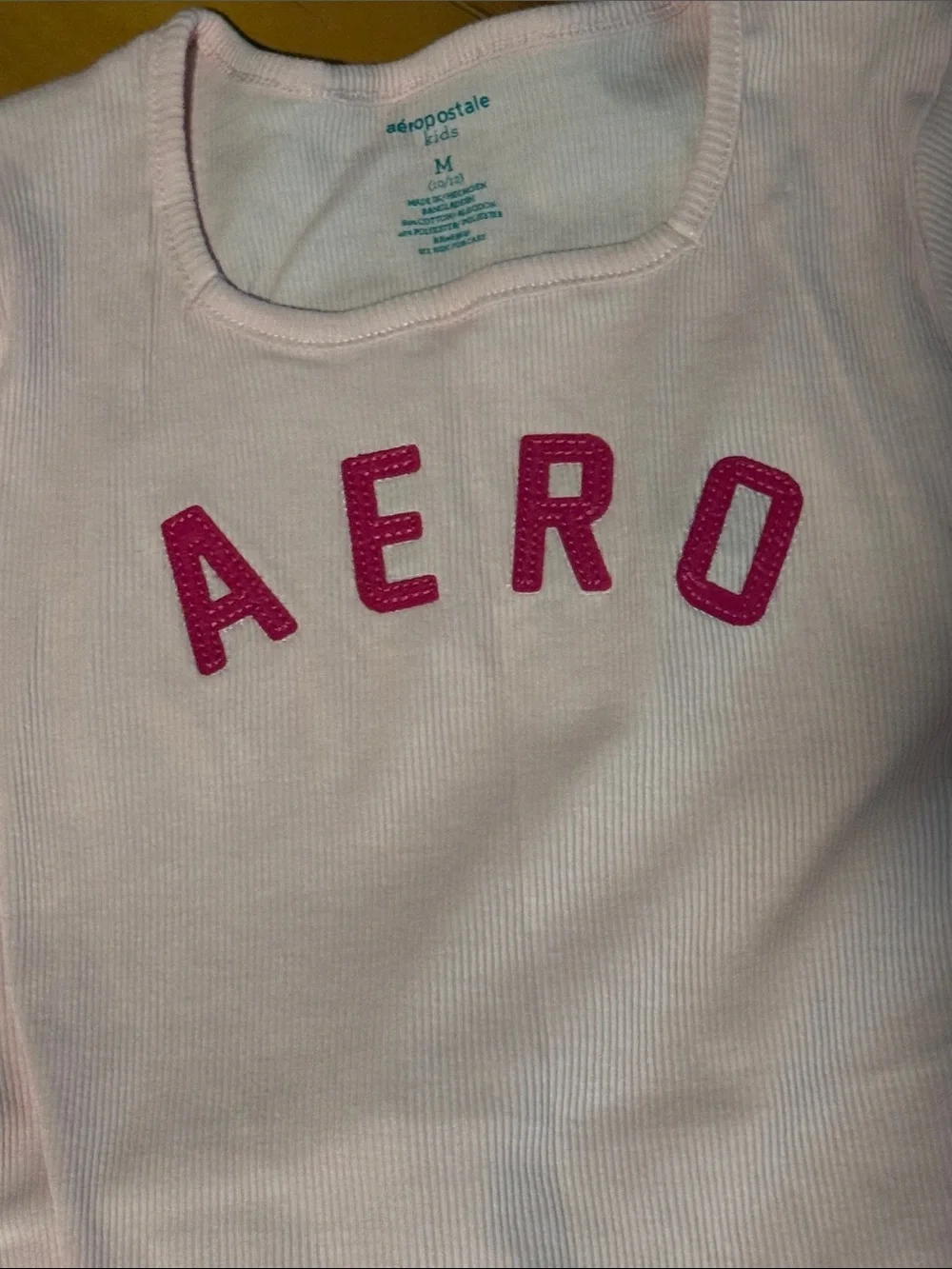 Aeropostale Girls Pink Top with Navy & Denim Blue Patch Skirt